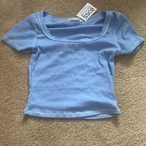 Baby blue scoop neck crop top
